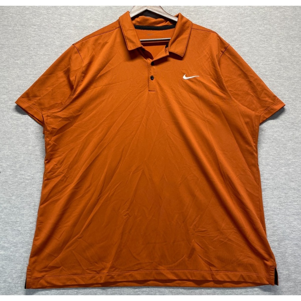 Nike Dri-Fit Football Polo Shirt Mens 2XL Desert Orange Athletic Academy Sports